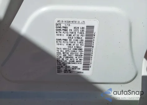 2013 Nissan Rogue S z USA, uszkodzony, nr VIN JN8AS5MV5DW631416